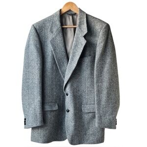 Harris Tweed Classic Gray 100% Scottish Wool Blazer 44 Long
